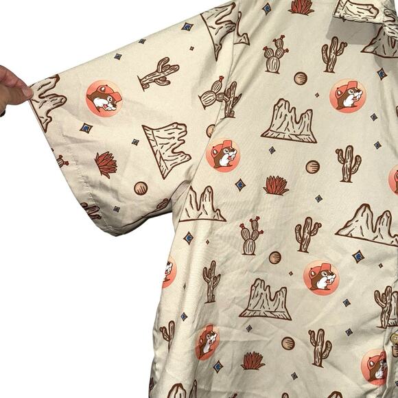 Buc-ees Mens Desert Cactus Print Short Sleeve Button Up Camper Shirt 3XL - Picture 8 of 12